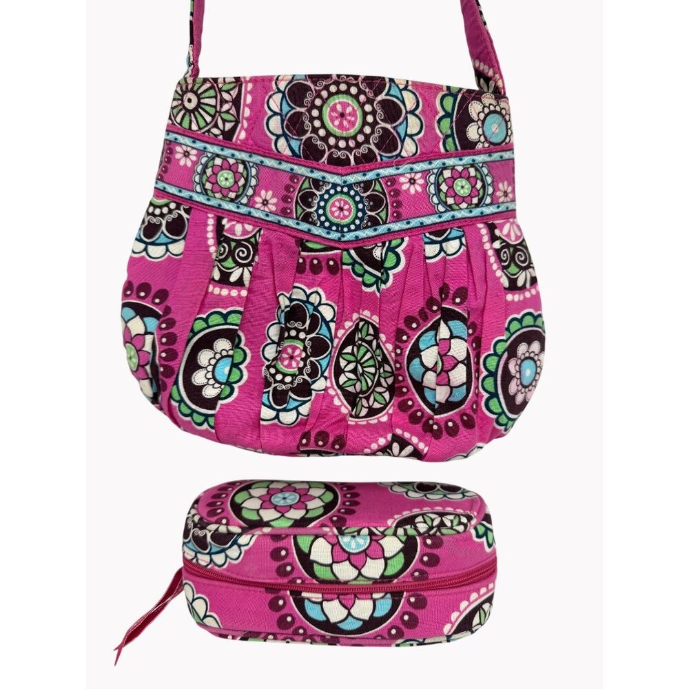 Vera Bradley Cupcakes Pink Small Hannah Purse & Mini Cosmetic Bag Set